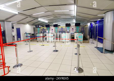 VERONA, ITALY - SEPTEMBER 11, 2014: Verona airport interior. Verona Villafranca Airport or simply Villafranca Airport, is an airport located around 5. Stock Photo