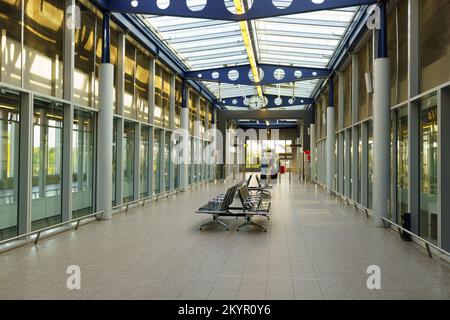 DUSSELDORF, GERMANY - SEPTEMBER 16, 2014: Sky Train in Dusseldorf airport. Dusseldorf is the third largest airport in Germany after Frankfurt and Muni Stock Photo