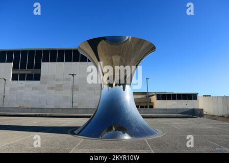 Turning the World Upside Down sculpture by artist Anish Kapoor at the Israel Museum in Givat Ram, Jerusalem, Israel. Stock Photo