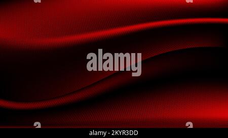 Abstract red fabric drapery wave fold background with particles texture luxury style. Vector illustration Stock Vector