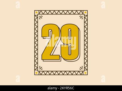 Retro rectangle frame with number 29 on it Stock Vector