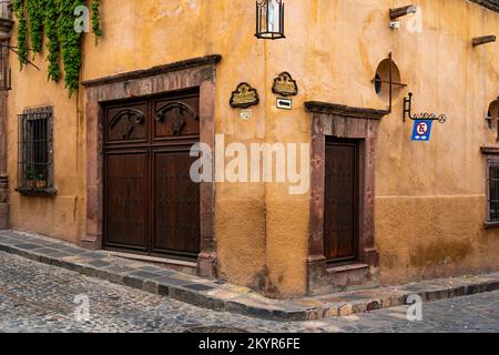 Beautiful historic corner home in San Miguel de Allende, Mexico Stock Photo