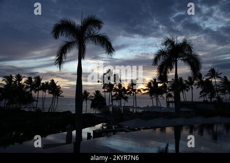 Sunset Pool View at Andaz Maui Resort Stock Photo