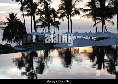 Sunset Pool View at Andaz Maui Resort Stock Photo