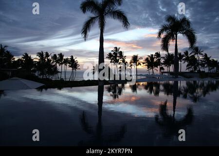 Sunset Pool View at Andaz Maui Resort Stock Photo