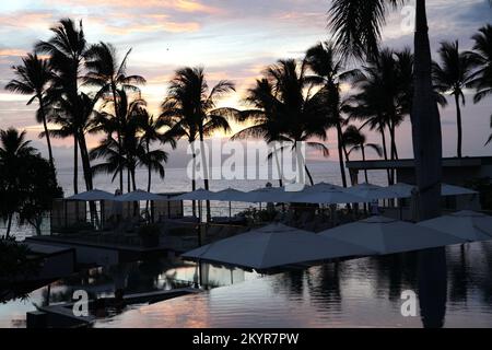 Sunset Pool View at Andaz Maui Resort Stock Photo