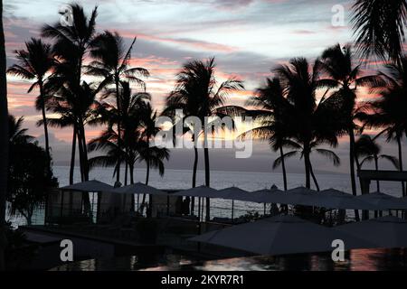 Sunset Pool View at Andaz Maui Resort Stock Photo