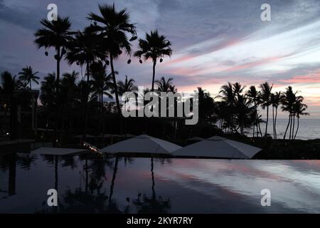 Sunset Pool View at Andaz Maui Resort Stock Photo