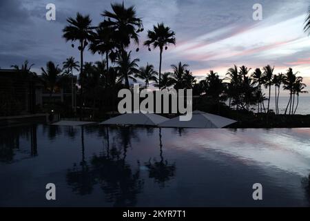 Sunset Pool View at Andaz Maui Resort Stock Photo