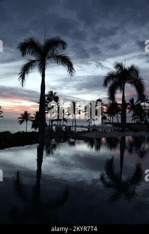 Sunset Pool View at Andaz Maui Resort Stock Photo