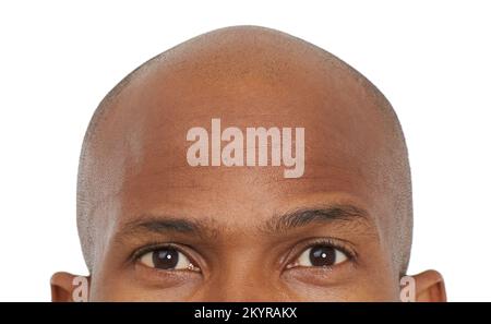 Looking you straight in the eyes. Cropped image of an African-American man looking at the camera. Stock Photo