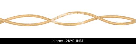 Nautical loops. Vector knots for rope. Realistic knot round and square borders. Marine ropes Stock Vector