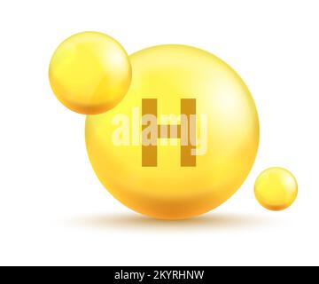 Vitamin golden capsules. Realistic 3d gold bubbles. Vector multivitamin pills Stock Vector