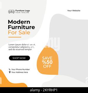 Modern furniture social media post template Stock Vector