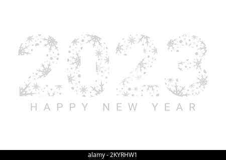 drawing lettering 2023 from gray snowflakes vector flat happy new year Stock Vector