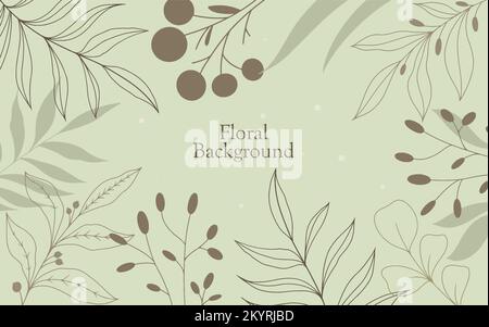 floral background from different leafy twigs and twigs with berries Stock Vector