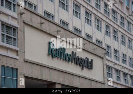 Singapore, Singapore  30 August 2022,  The brand logo of the private hospital in Singapore 'Raffles Hospital' Stock Photo