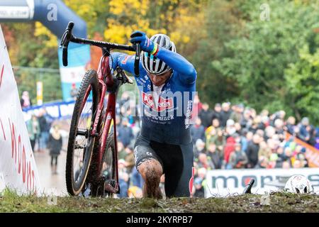 Mathieu van der Poel in the Cyclocross World Cup Hulst Stock Photo