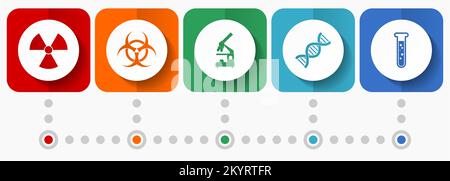 Science vector icons, education flat design web buttons collection, business concept infographic template Stock Vector