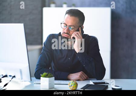 Male Man Talking On Mobile Phone Or Smartphone Stock Photo