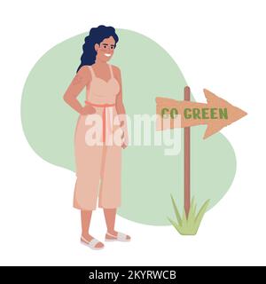 Go green thinking 2D vector isolated illustration Stock Vector