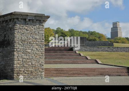Memorial to concentration camps during Nazi era, Stelaeweg, Road of Nations, beech forest Memorial, Weimar, Thuringia, Germany, Europe Stock Photo