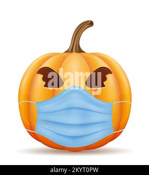pumpkin for the holiday halloween in a mask from viruses vector illustration isolated on white background Stock Vector