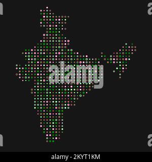 India Map Silhouette Pixelated generative pattern illustration Stock ...
