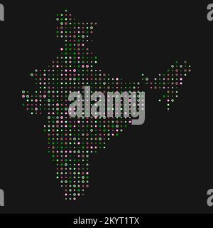 India Map Silhouette Pixelated generative pattern illustration Stock ...