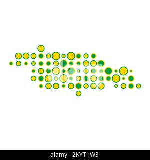 Jamaica Map Silhouette Pixelated generative pattern illustration Stock Vector