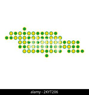 Jamaica Map Silhouette Pixelated generative pattern illustration Stock Vector