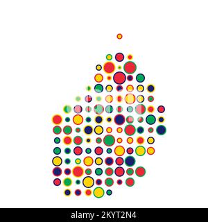 Mauritius Map Silhouette Pixelated generative pattern illustration Stock Vector