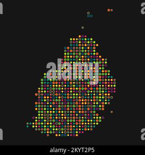 Mauritius Map Silhouette Pixelated generative pattern illustration Stock Vector
