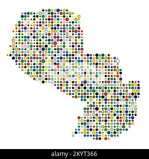 Paraguay Map Silhouette Pixelated generative pattern illustration Stock Vector