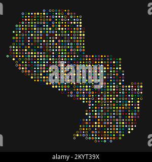 Paraguay Map Silhouette Pixelated generative pattern illustration Stock Vector