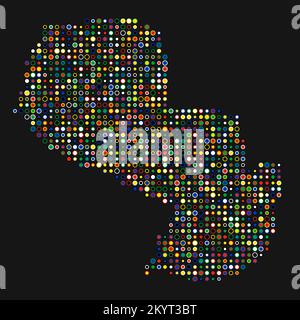 Paraguay Map Silhouette Pixelated generative pattern illustration Stock Vector