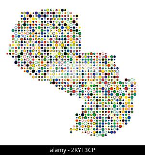 Paraguay Map Silhouette Pixelated generative pattern illustration Stock Vector