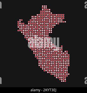 Peru Map Silhouette Pixelated generative pattern illustration Stock Vector