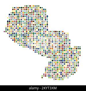 Paraguay Map Silhouette Pixelated generative pattern illustration Stock Vector