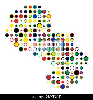 Paraguay Map Silhouette Pixelated generative pattern illustration Stock Vector
