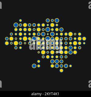 Ukraine Map Silhouette Pixelated generative pattern illustration Stock Vector