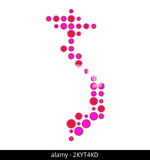 Vietnam Map Silhouette Pixelated generative pattern illustration Stock Vector
