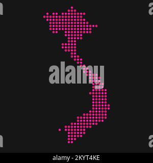 Vietnam Map Silhouette Pixelated generative pattern illustration Stock Vector