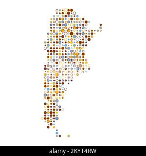 Argentina Map Silhouette Pixelated generative pattern illustration Stock Vector