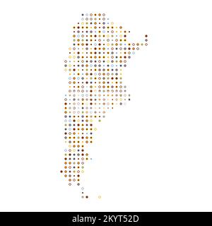 Argentina Map Silhouette Pixelated generative pattern illustration Stock Vector