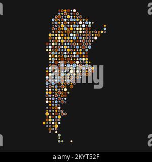 Argentina Map Silhouette Pixelated generative pattern illustration Stock Vector