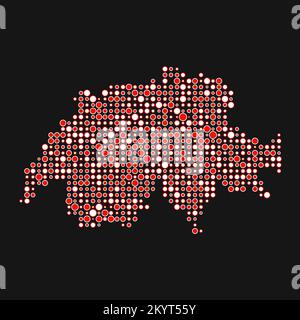 Switzerland Map Silhouette Pixelated generative pattern illustration Stock Vector