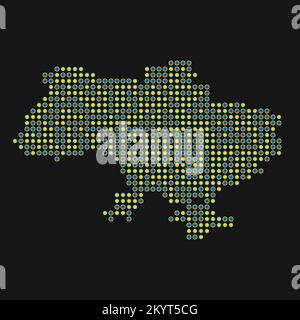 Ukraine Map Silhouette Pixelated generative pattern illustration Stock Vector
