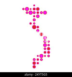 Vietnam Map Silhouette Pixelated generative pattern illustration Stock Vector