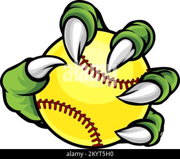 Claw Monster Talons Hand Holding Softball Ball Stock Vector